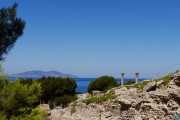 (Italiano) La terrazza sul Tirreno con vista su isola del Giglio, villa romana imperiale di Nerone, Isola di Giannutri